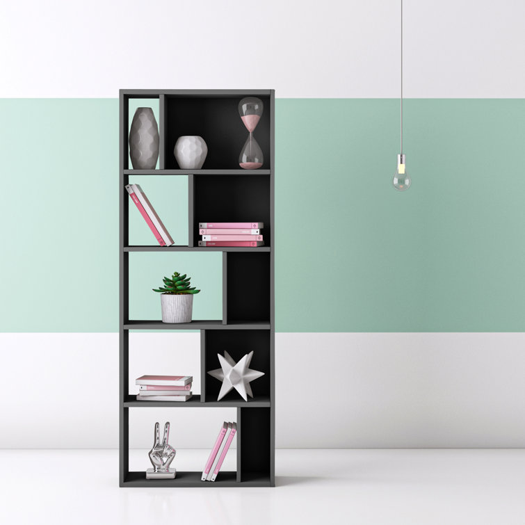 Hashtag Home Aadvik Modern Asymmetric Freestanding Bookcase 5Tier
